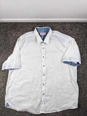 Inserch Italy Shirt 100% Linen Short Sleeve Button White Mens 4XL